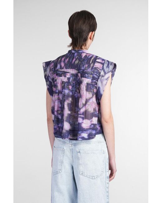 Blusa Leaza in Cotone Viola di Isabel Marant in Blue
