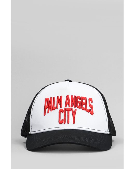 Palm Angels Red Hats In Black Cotton for men