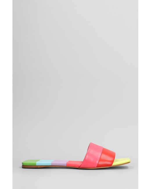 Carrano Pink Flats In Multicolor Leather