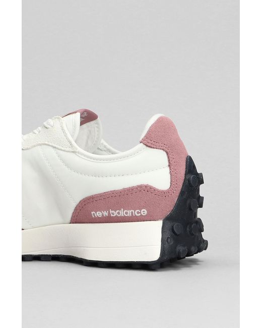 Sneakers 327 in Camoscio e Tessuto Bianco di New Balance in Pink