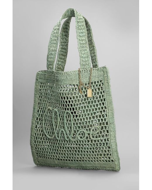 Tote Summer banana in rafia Verde di Chloé in Green