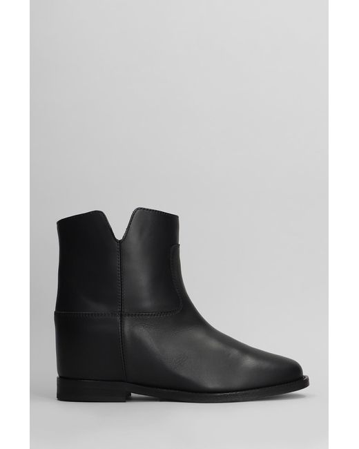 Tronchetto zeppa interna in Pelle Nera di Via Roma 15 in Black