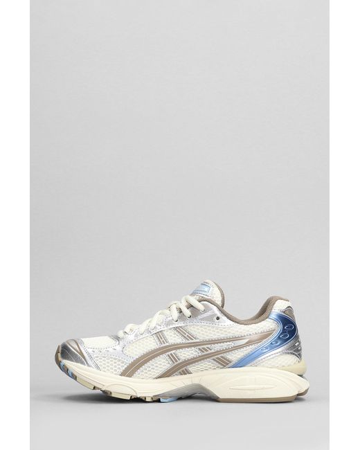 Asics White Gel-kayano 14 Sneakers In Beige Leather And Fabric