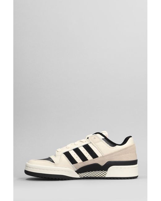 Adidas White Forum Low Cl Sneakers In Beige Leather for men