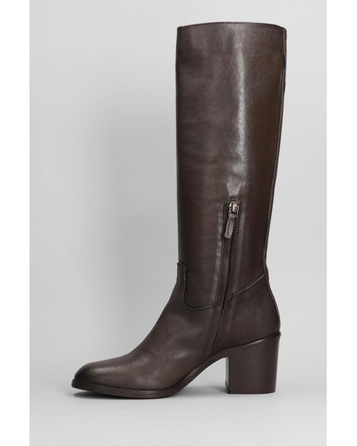 Julie Dee High Heels Boots In Dark Brown Leather