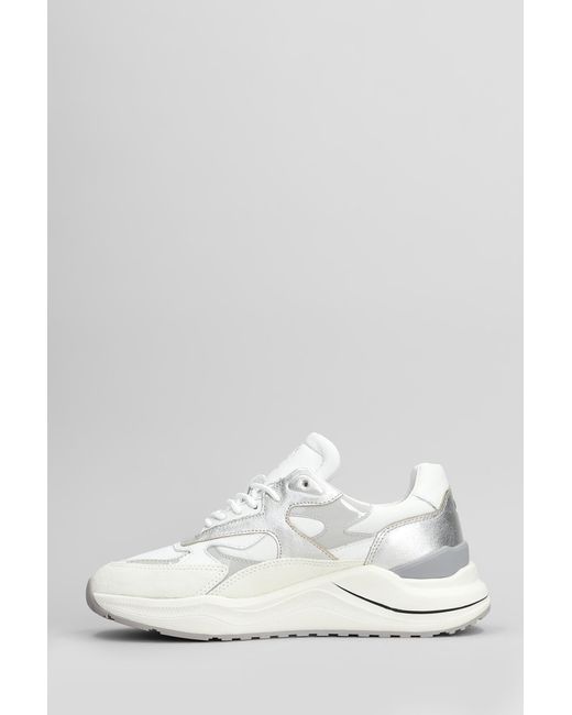 Sneakers Fuga in pelle e camoscio Bianco di Date in White