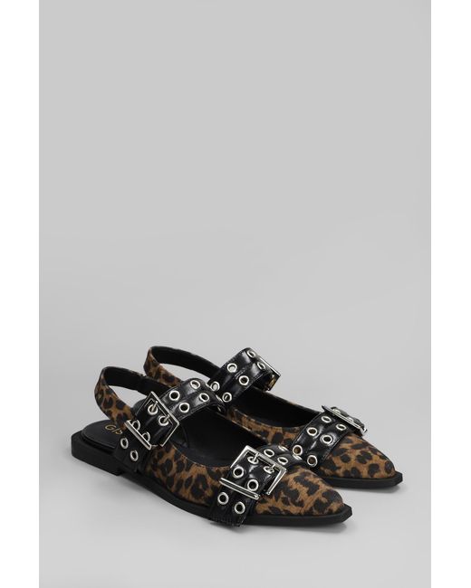 Ballerine Saturno in Camoscio Animalier di GISÉL MOIRÉ in Gray