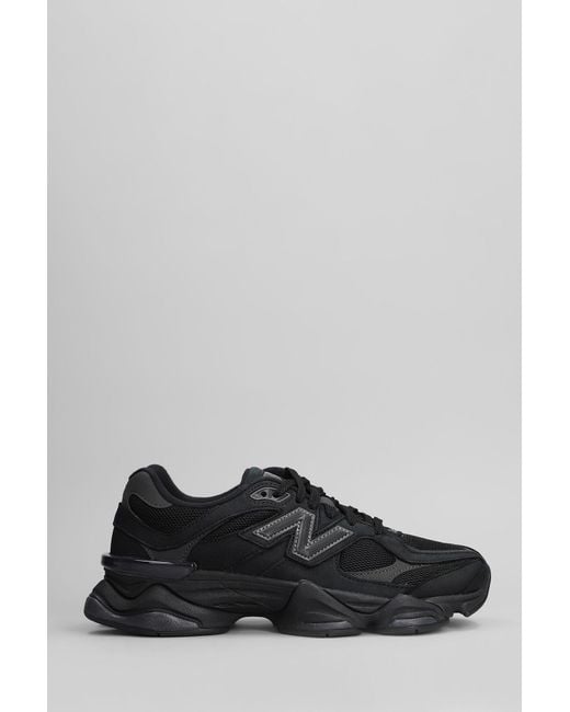 New Balance 9060 Sneakers In Black Leather And Fabric