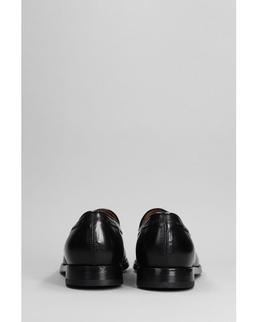 Green George Gray Loafers In Black Leather for men