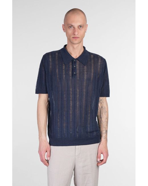 Polo in lino Blu di Roberto Collina in Blue da Uomo