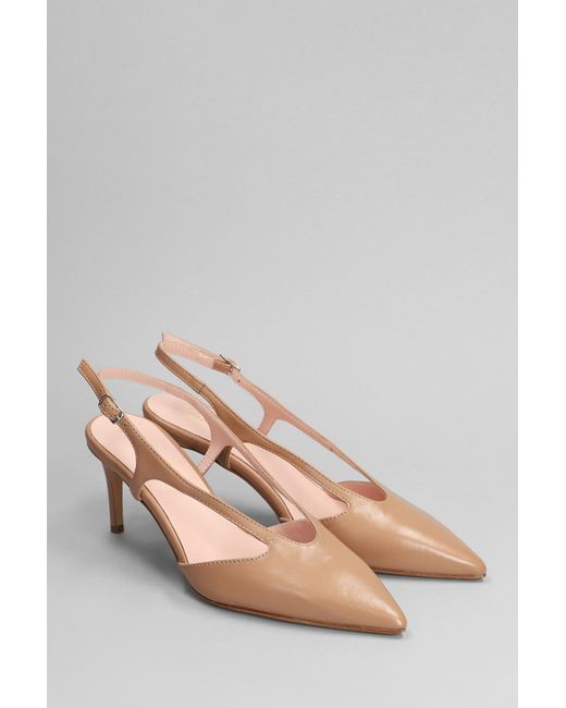 Anna F. Pink Pumps In Camel Leather