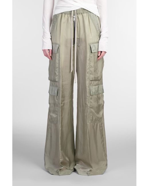 Pantalone Cargobelas in Cupro Verde di Rick Owens in Multicolor