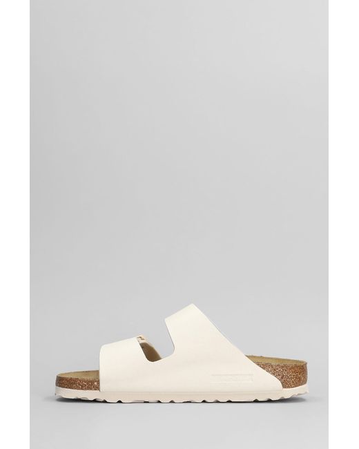 Birkenstock Natural Arizona Flats In Beige Leather