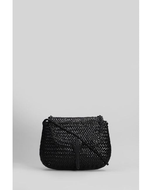Borsa a spalla Miny City in Pelle Nera di Dragon Diffusion in Black