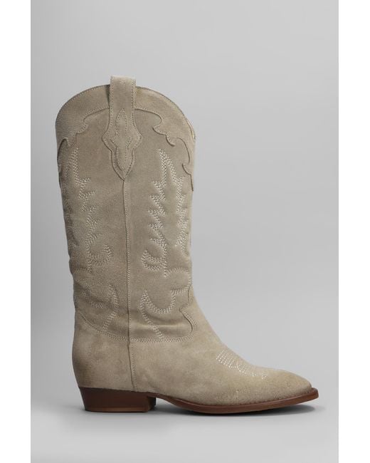 Stivali texani Guatemala in Camoscio Beige di GISÉL MOIRÉ in Natural