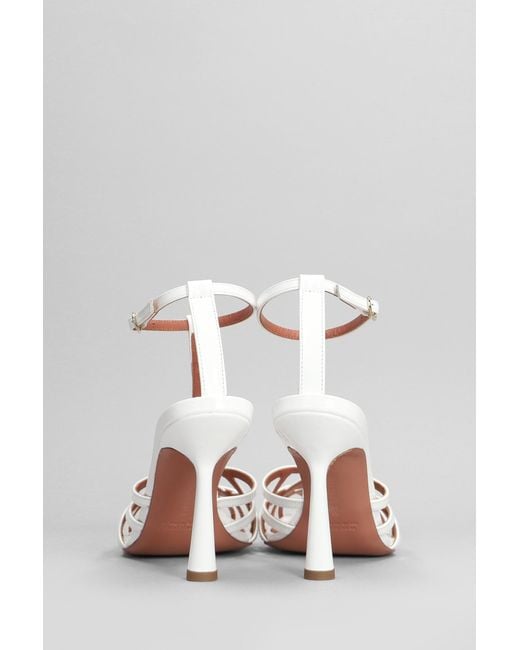 Aldo Castagna Lidia Sandals In White Patent Leather