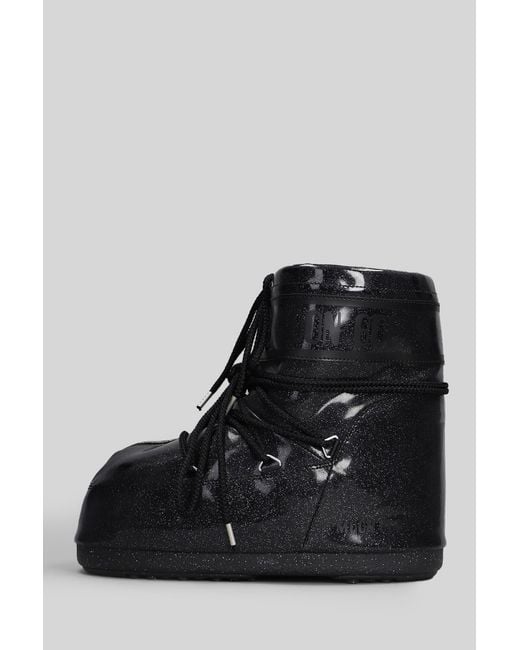 Moon Boot Black Icon Glitter Low Boots