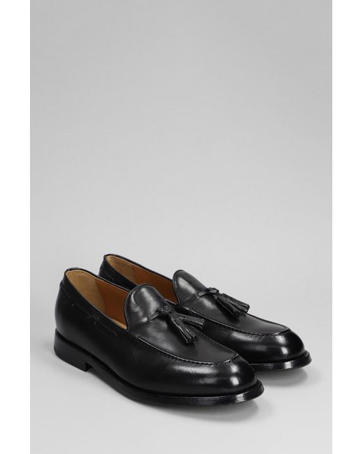 Green George Gray Loafers In Black Leather for men