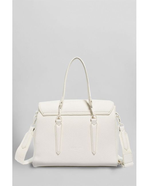 Secret Pon-pon Natural Yalis Casual Medium Shoulder Bag In White Leather