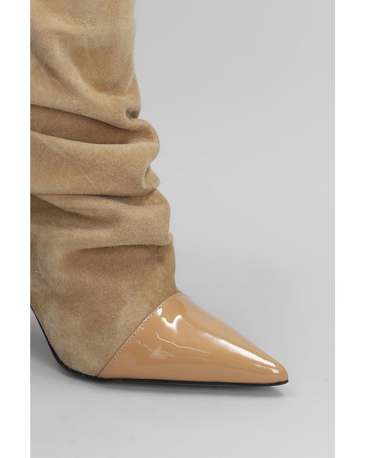 Marc Ellis Natural Samba Small High Heels Ankle Boots In Beige Suede
