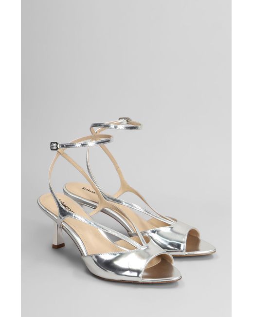 Lola Cruz White Streep 65 Sandals In Silver Leather