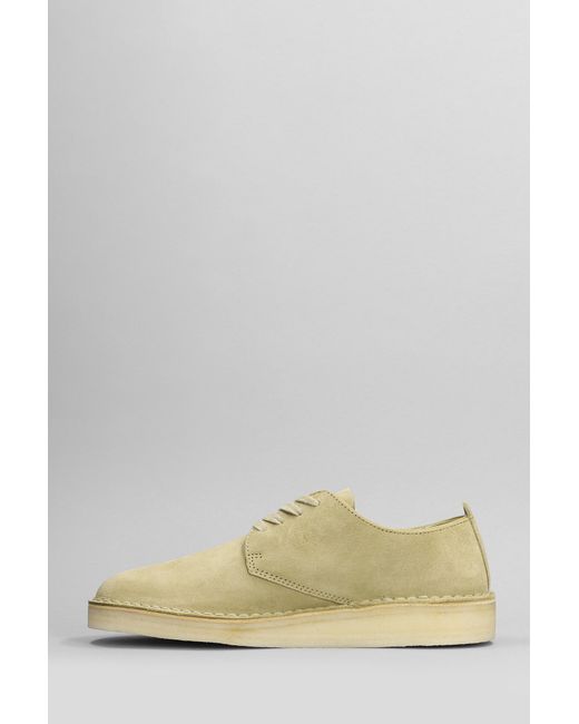 Clarks Metallic Coal London Lace Up Shoes In Khaki Suede for men