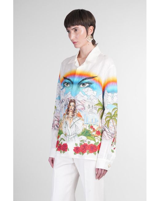 Camicia in Seta Multicolor di Casablanca in White