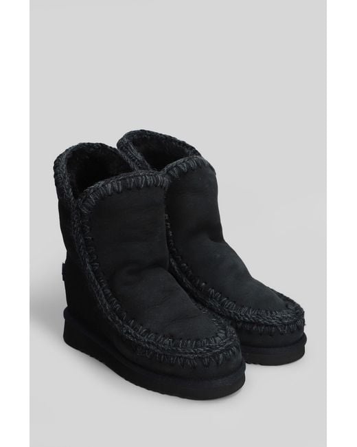 Mou Inner Wedge Ankle Boots Inside Wedge In Black Suede