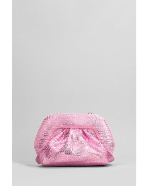 THEMOIRÈ Gea Strass Clutch In Rose-pink Faux Leather