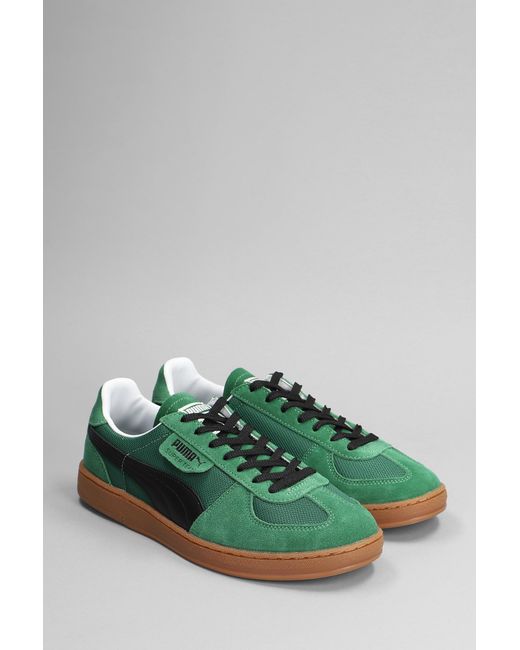 PUMA Super Team Og Sneakers In Green Suede And Fabric for men
