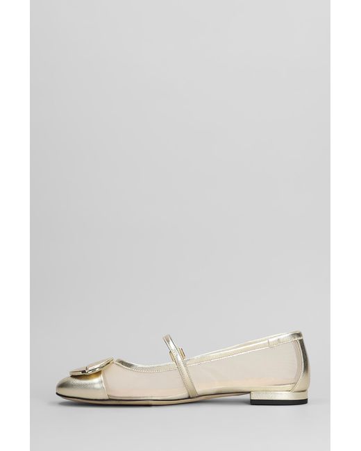 Evaluna Multicolor Ballet Flats In Platinum Leather