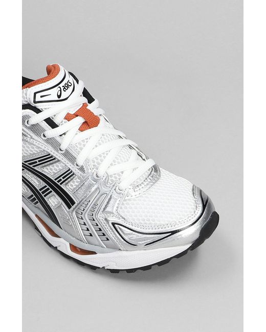 Asics White Gel-kayano 14 Sneakers In Silver Leather And Fabric
