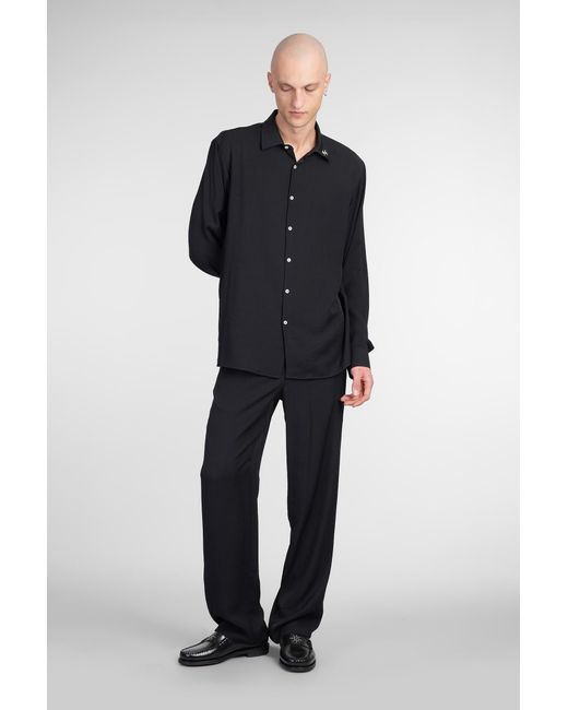 Camicia in ramie Nera di FAMILY FIRST in Blue da Uomo