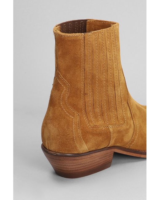 Julie Dee Brown Texan Ankle Boots In Leather Color Suede