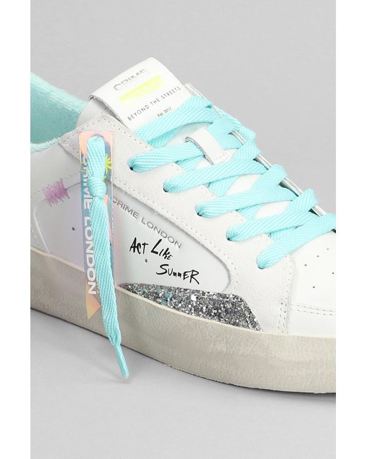 Crime London Multicolor Sneakers In White Leather