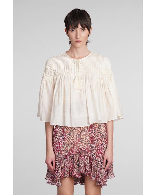 Blusa Axeliana in Cotone Beige di Isabel Marant in Red