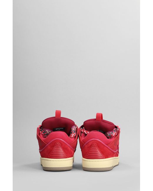 Sneakers Curb in pelle e camoscio Fucsia di Lanvin in Red