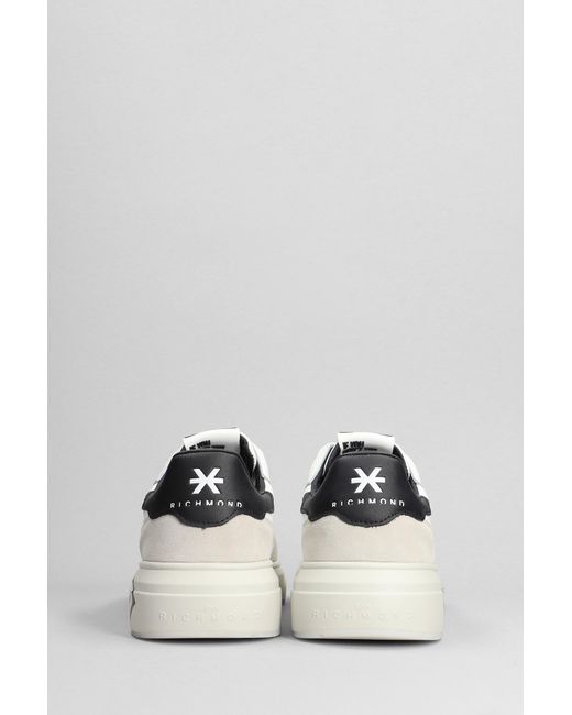John Richmond Sneakers In White Suede And Leather for men
