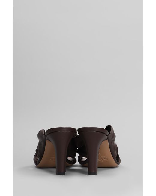 Slipper-Mule Maria Mule 75 in Pelle Marrone di Paris Texas in Gray