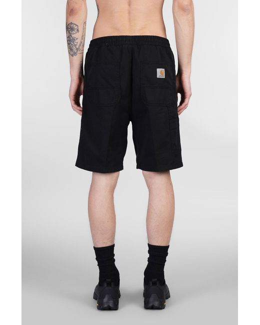 Shorts Flint Short in Cotone Nero di Carhartt in Black da Uomo