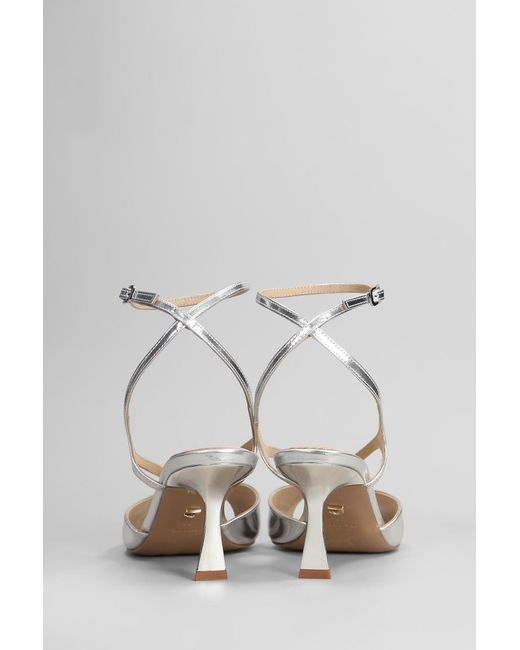 Lola Cruz White Streep 65 Sandals In Silver Leather