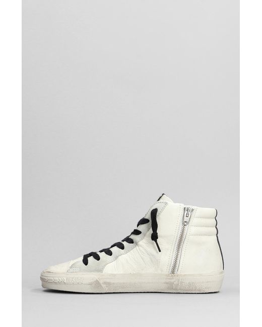 Golden Goose Deluxe Brand White Slide Sneakers In Leather