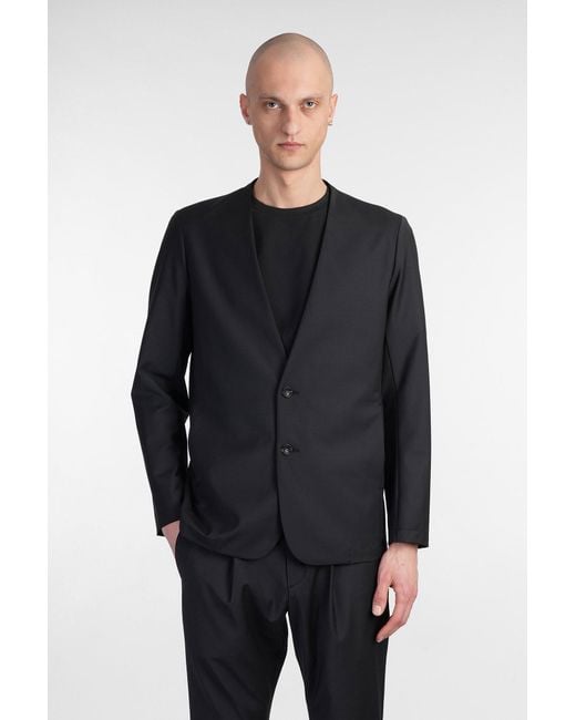 Attachment Blue Blazer In Black Polyester for men