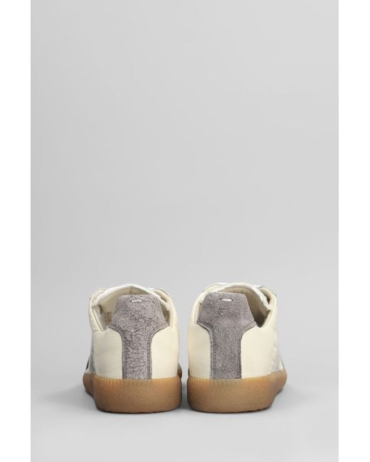 Sneakers Replica in Camoscio e Tessuto Beige di Maison Margiela in White