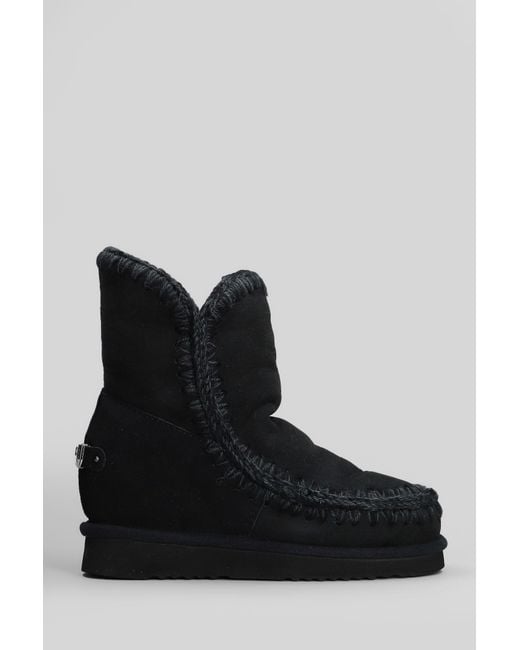 Mou Inner Wedge Ankle Boots Inside Wedge In Black Suede
