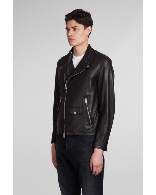 DFOUR® Leather Jacket In Black Leather for men