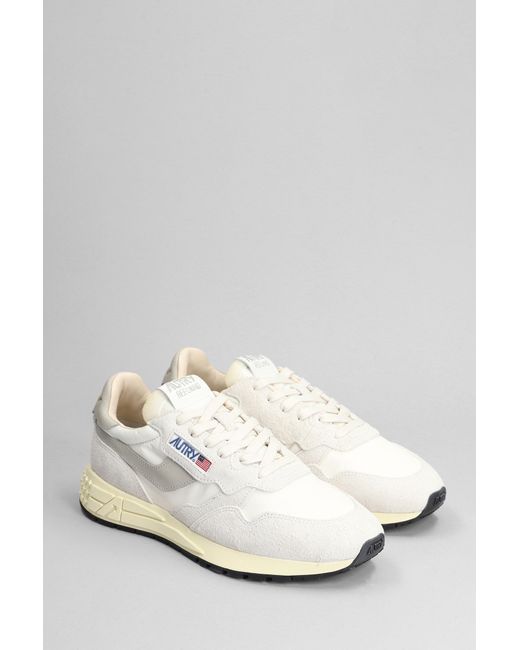 Autry Reelwind Sneakers In White Suede And Fabric for men