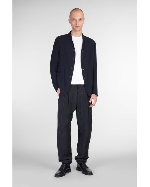 Pantalone in lino Nero di Giorgio Armani in Black da Uomo
