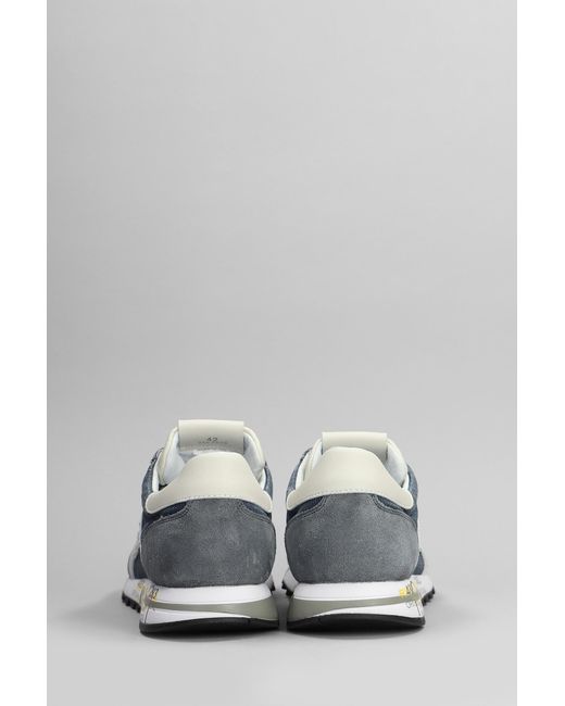 Sneakers Lucy in Camoscio e Tessuto Blu di Premiata in White da Uomo