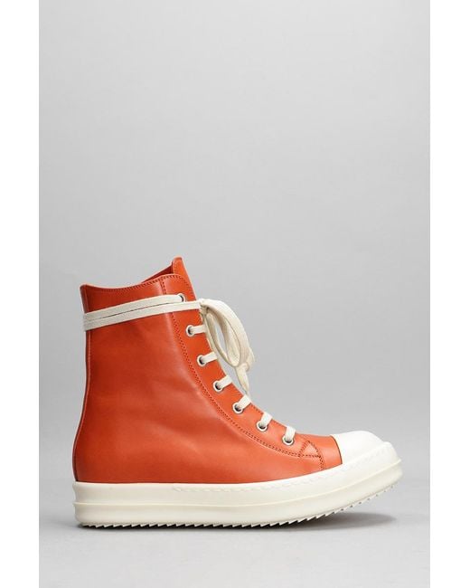 Rick Owens Sneakers Sneakers In Orange Leather